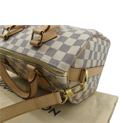 LOUIS VUITTON Speedy 25 Bandouliere Damier Azur Shoulder Bag White