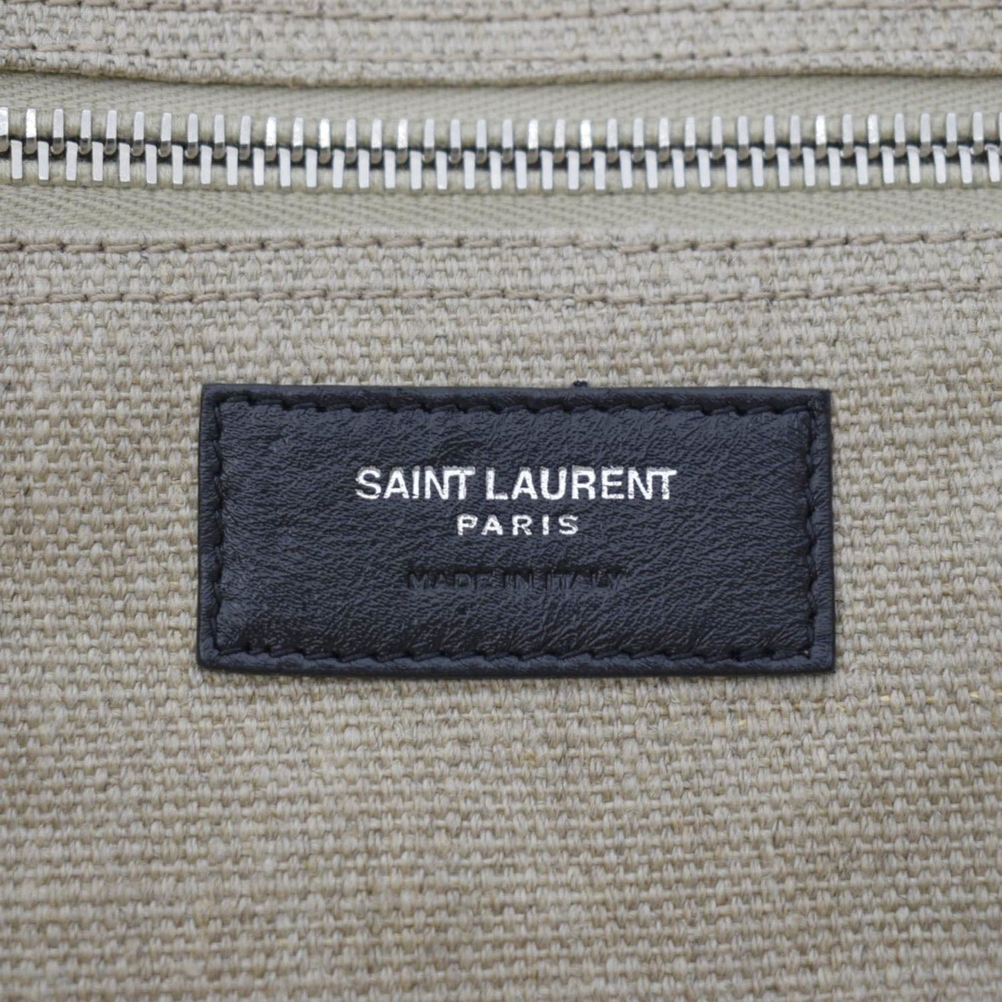 YVES SAINT LAURENT Rive Gauche Small Linen Leather Tote Griege