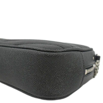 YVES SAINT LAURENT Lou Chevron Leather Camera Crossbody Bag Black