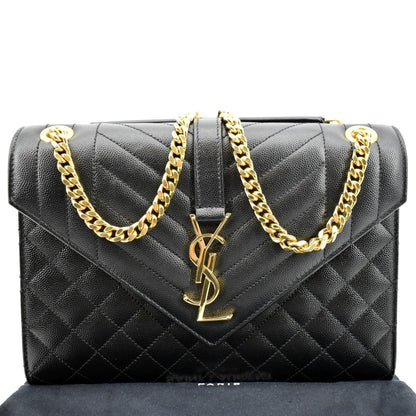YVES SAINT LAURENT Envelope Medium Matelasse Leather Crossbody Bag Black