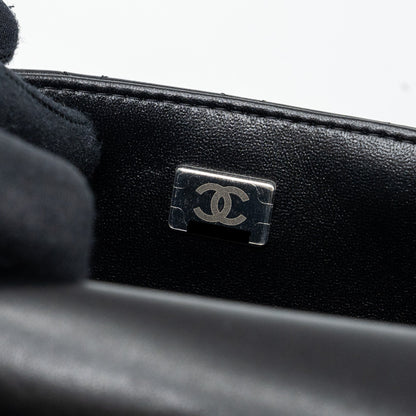 Chanel mini square flap bag lambskin Black  (microchip)
