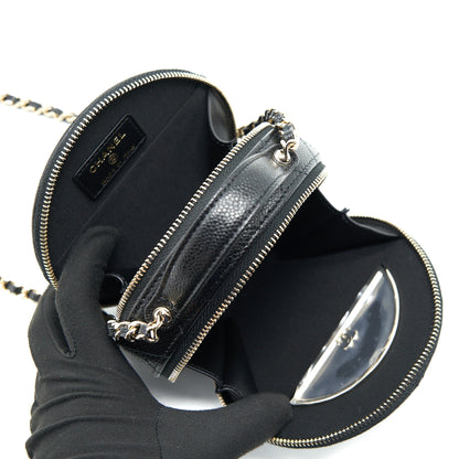 Chanel 22C Top Handle Mini Round Vanity On Chain Caviar Black L