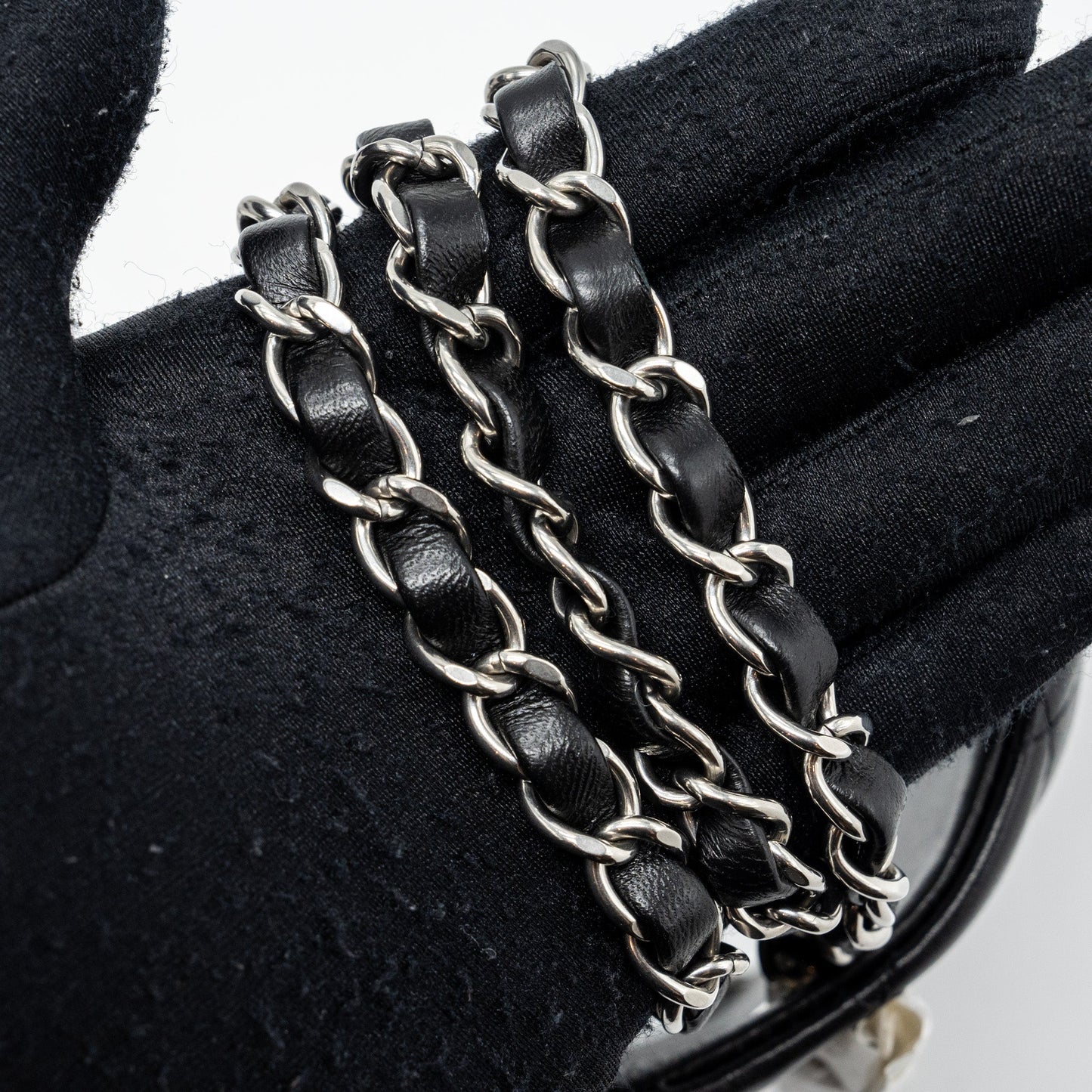 Chanel mini square flap bag lambskin Black  (microchip)