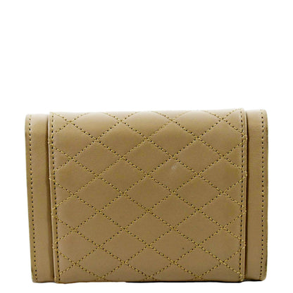 YVES SAINT LAURENT Gaby Small Envelope Quilted Leather Wallet Beige