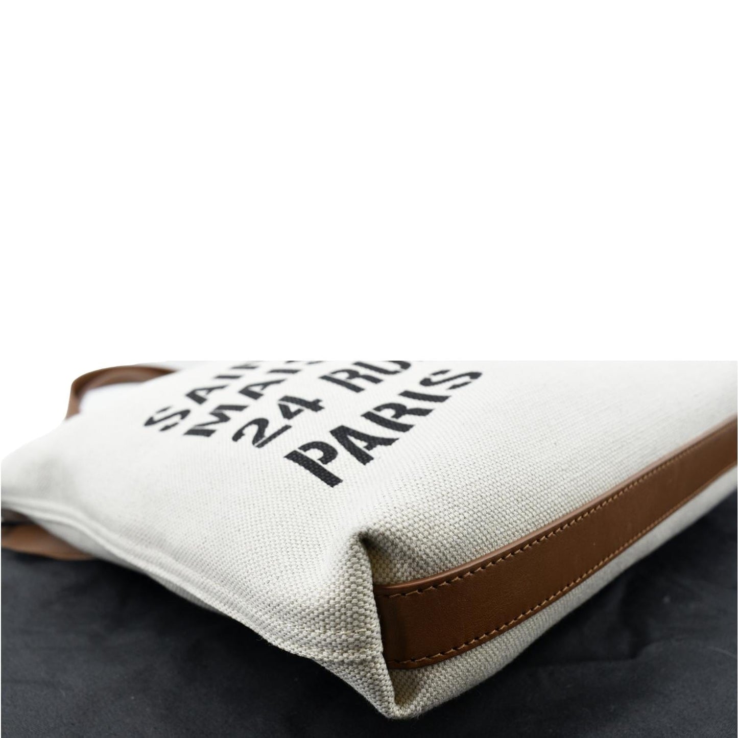 YVES SAINT LAURENT North South Foldable Canvas Smooth Leather Shoulder Bag Naturel