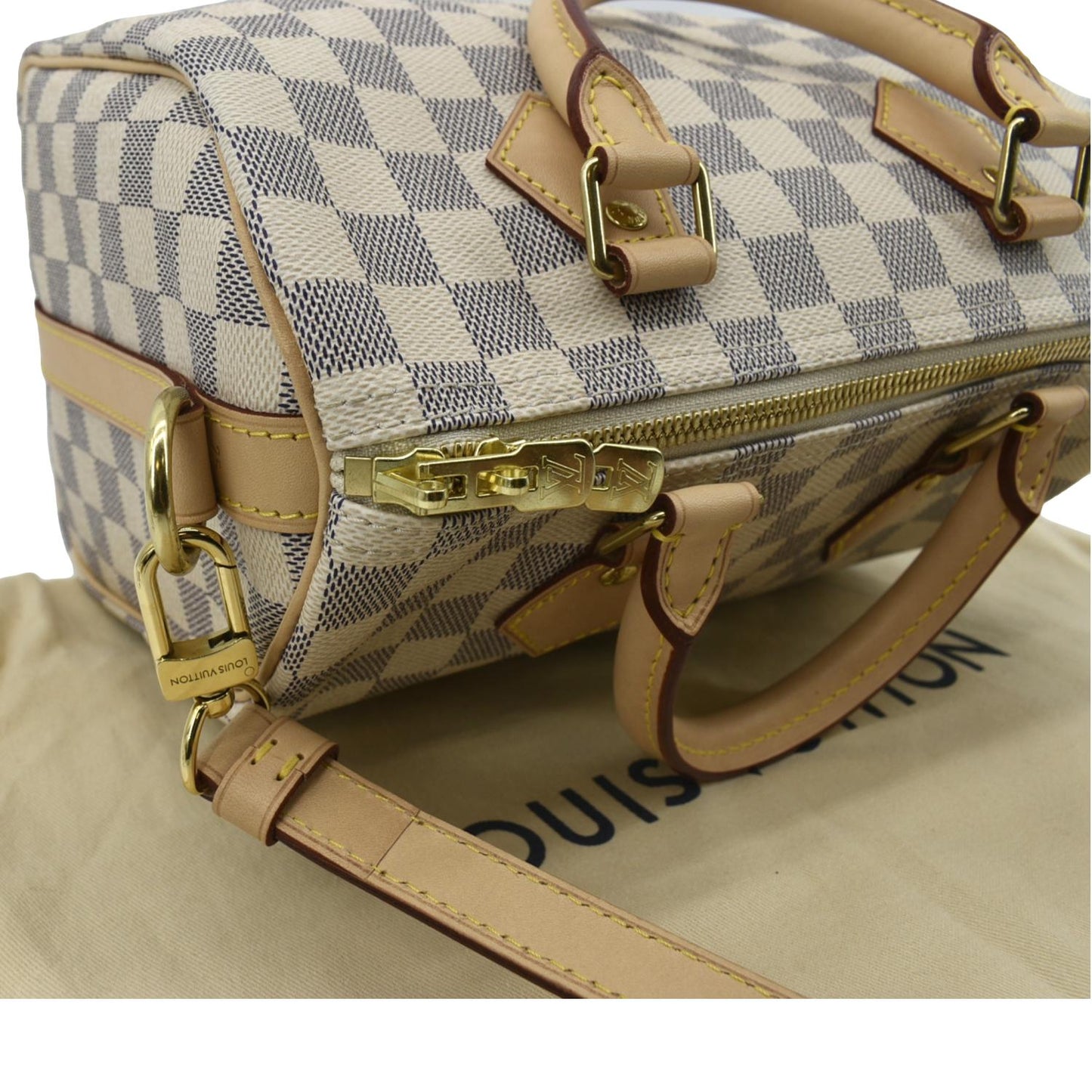 LOUIS VUITTON Speedy 25 Bandouliere Damier Azur Shoulder Bag White