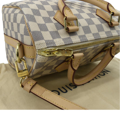 LOUIS VUITTON Speedy 25 Bandouliere Damier Azur Shoulder Bag White