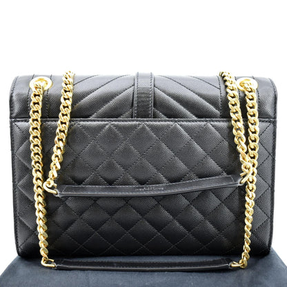 YVES SAINT LAURENT Envelope Medium Matelasse Leather Crossbody Bag Black