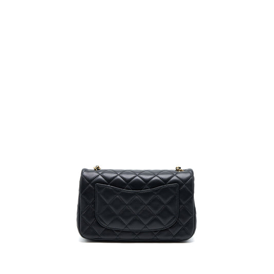Chanel Pearl Crush Mini Rectangular Flap Bag Lambskin Black  (Microchip)