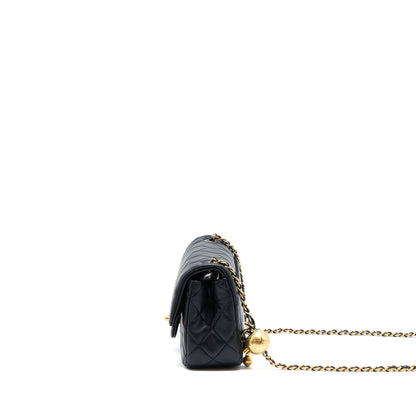 Chanel Pearl Crush Mini Rectangular Flap Bag Lambskin Black  (Microchip)