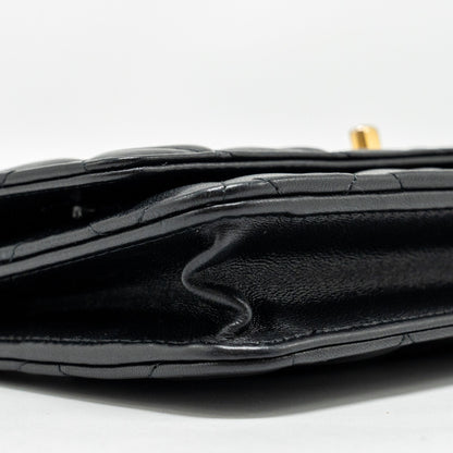 CHANEL Pearl Crush Wallet on Chain Lambskin Black  (Microchip)