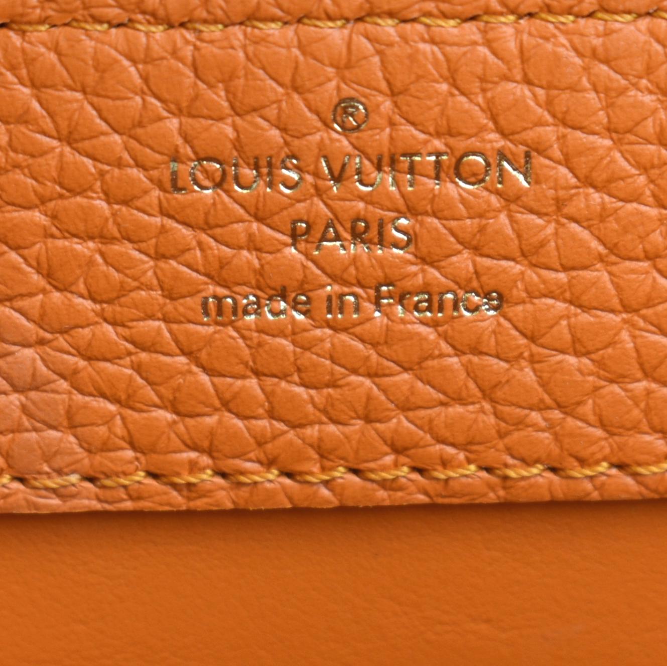 LOUIS VUITTON Capucines Mini Taurillon Python Leather Satchel Bag Topaze Imperiale