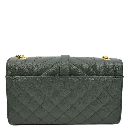 YVES SAINT LAURENT Small Envelope Matelassé Leather Shoulder Bag Green