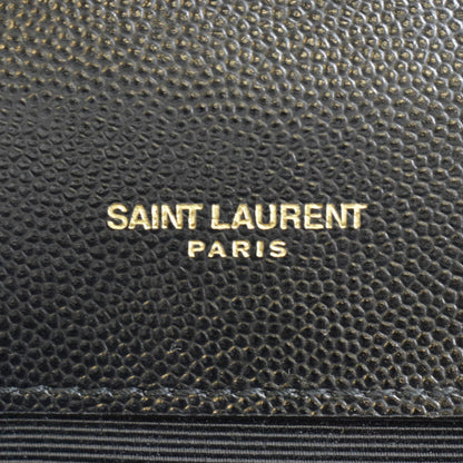 YVES SAINT LAURENT Envelope Flap Matelasse Leather Crossbody Bag Black