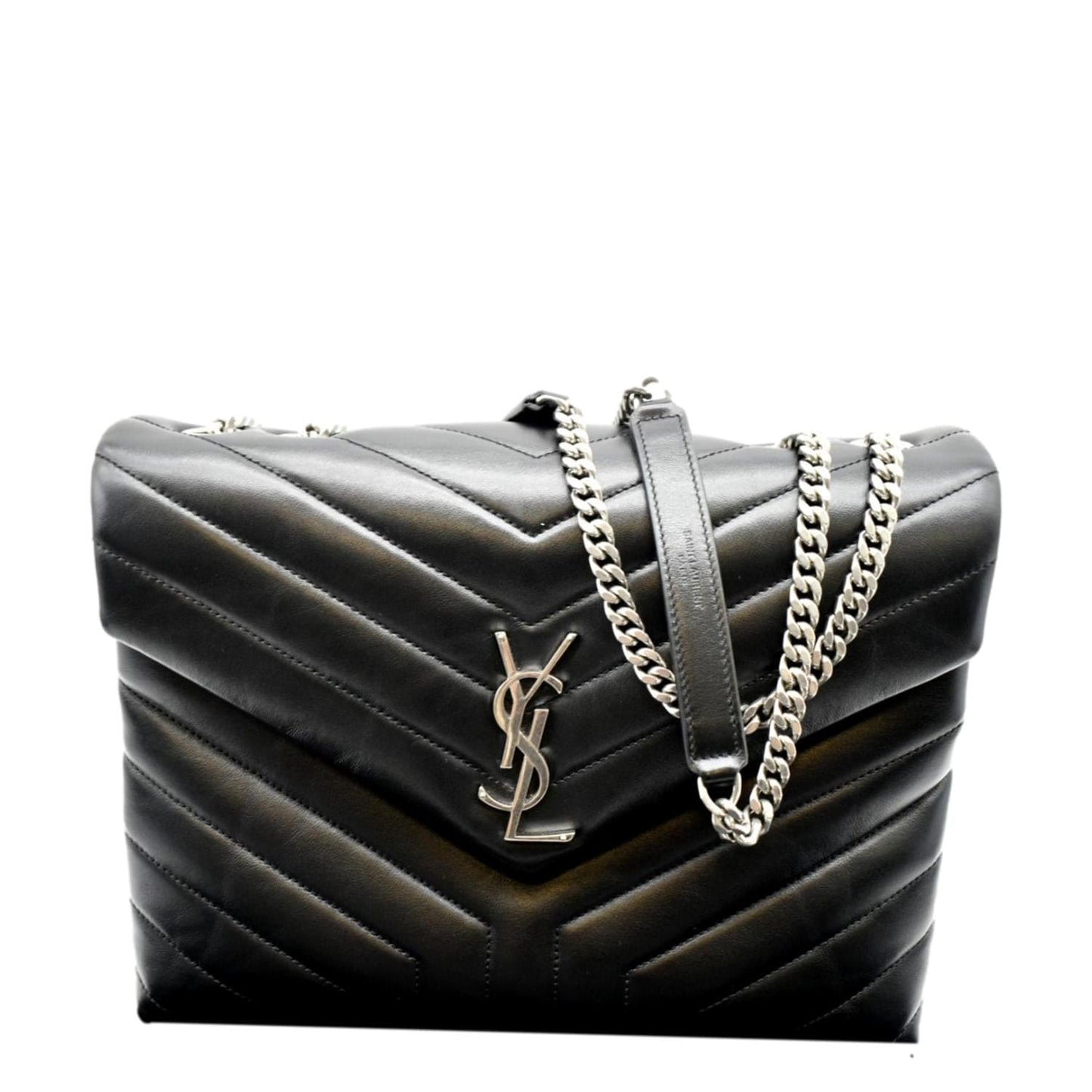 YVES SAINT LAURENT Medium Loulou Matelasse Leather Chain Shoulder Bag Black