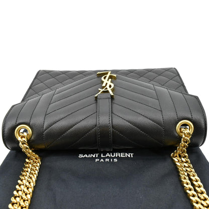 YVES SAINT LAURENT Envelope Medium Matelasse Leather Crossbody Bag Black