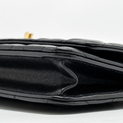 CHANEL Pearl Crush Wallet on Chain Lambskin Black  (Microchip)