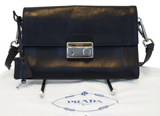 PRADA Saffiano Leather Black Crossbody Bag