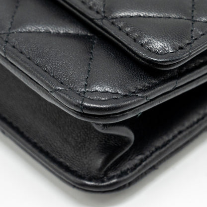 CHANEL Pearl Crush Wallet on Chain Lambskin Black  (Microchip)
