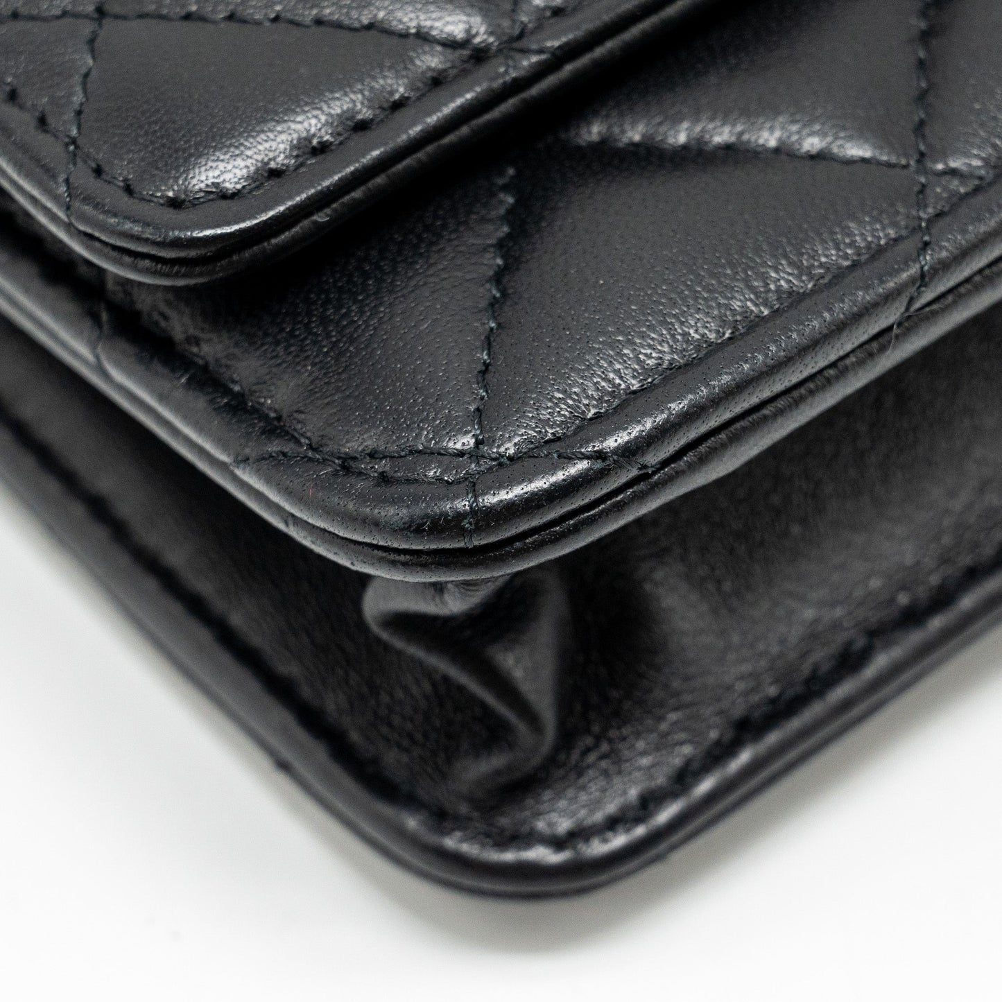 CHANEL Pearl Crush Wallet on Chain Lambskin Black  (Microchip)