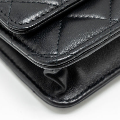 CHANEL Pearl Crush Wallet on Chain Lambskin Black  (Microchip)