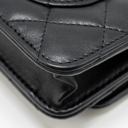 CHANEL Pearl Crush Wallet on Chain Lambskin Black  (Microchip)