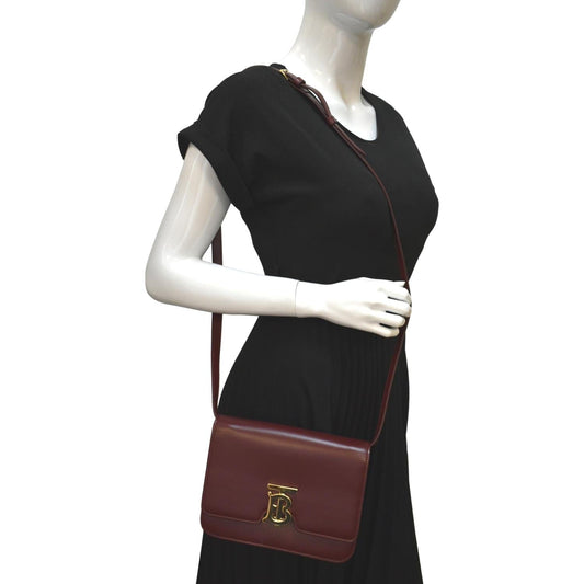 BURBERRY Tb Lola Leather Shoulder Bag Red