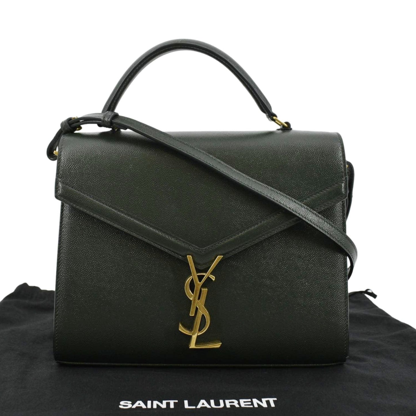 YVES SAINT LAURENT Cassandra Top Handle Leather Shoulder Bag Green