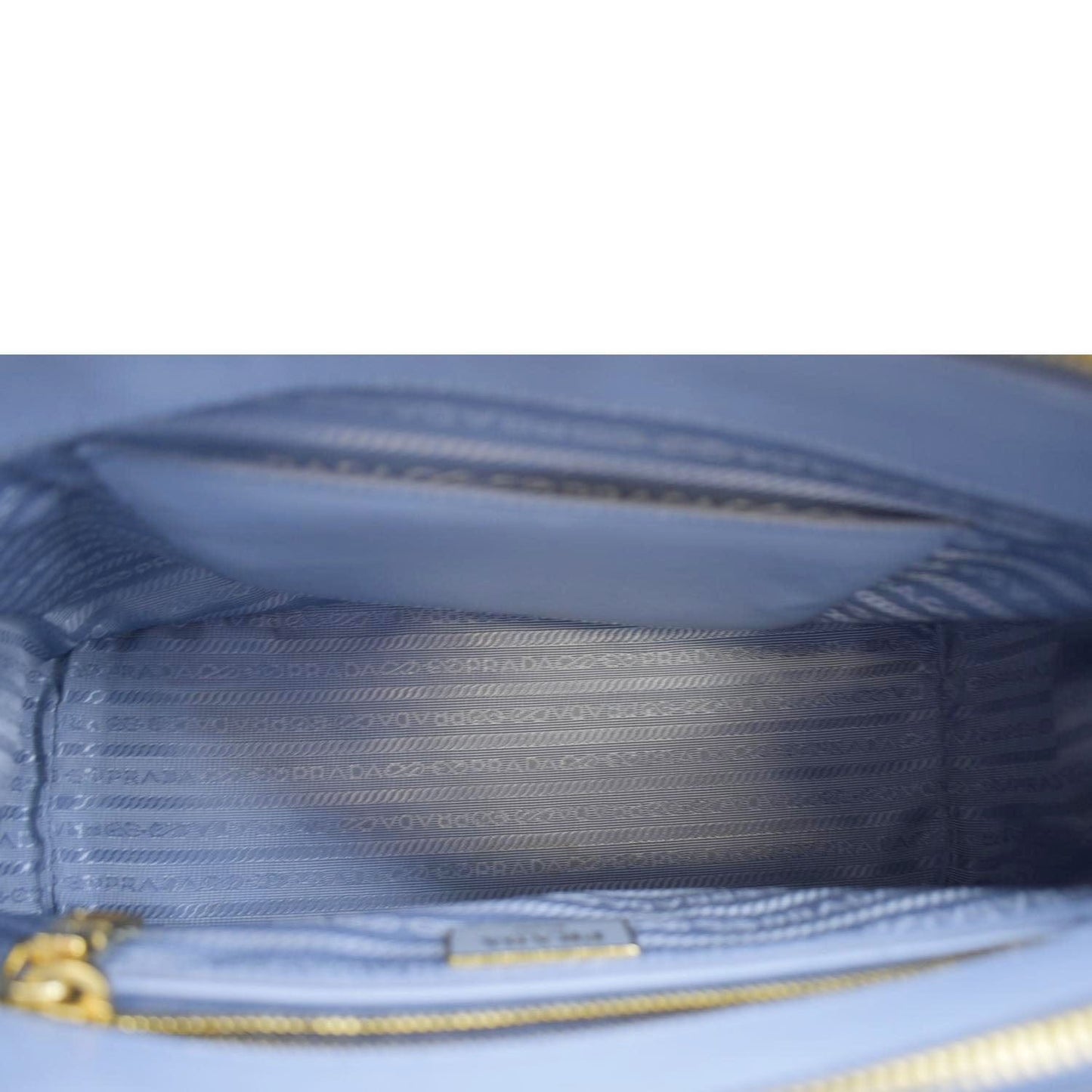 PRADA Galleria Double-Zip small Saffiano Leather Tote Bag Light Blue