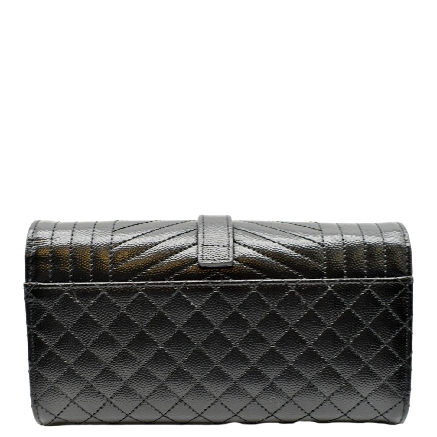 YVES SAINT LAURENT Envelope Flap Matelasse Leather Wallet Black