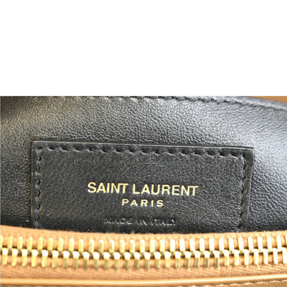 YVES SAINT LAURENT College Chevron Suede Shoulder Chain Bag Camel