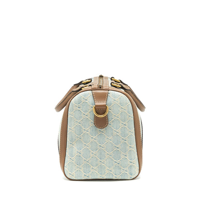 Gucci GG Denim Boston Bag With Cross Body Strap