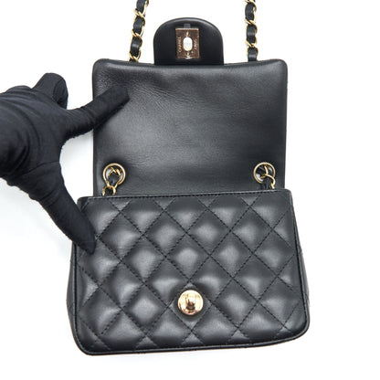 Chanel Mini Square Flap Bag Lambskin Black L