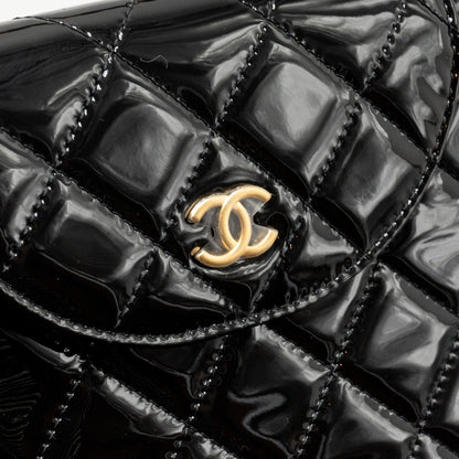 Chanel 23K Hoop Bag Patent Leather Black  (Microchip)