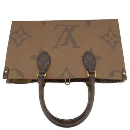 LOUIS VUITTON Onthego MM Giant Monogram Canvas Tote Shoulder Bag Brown