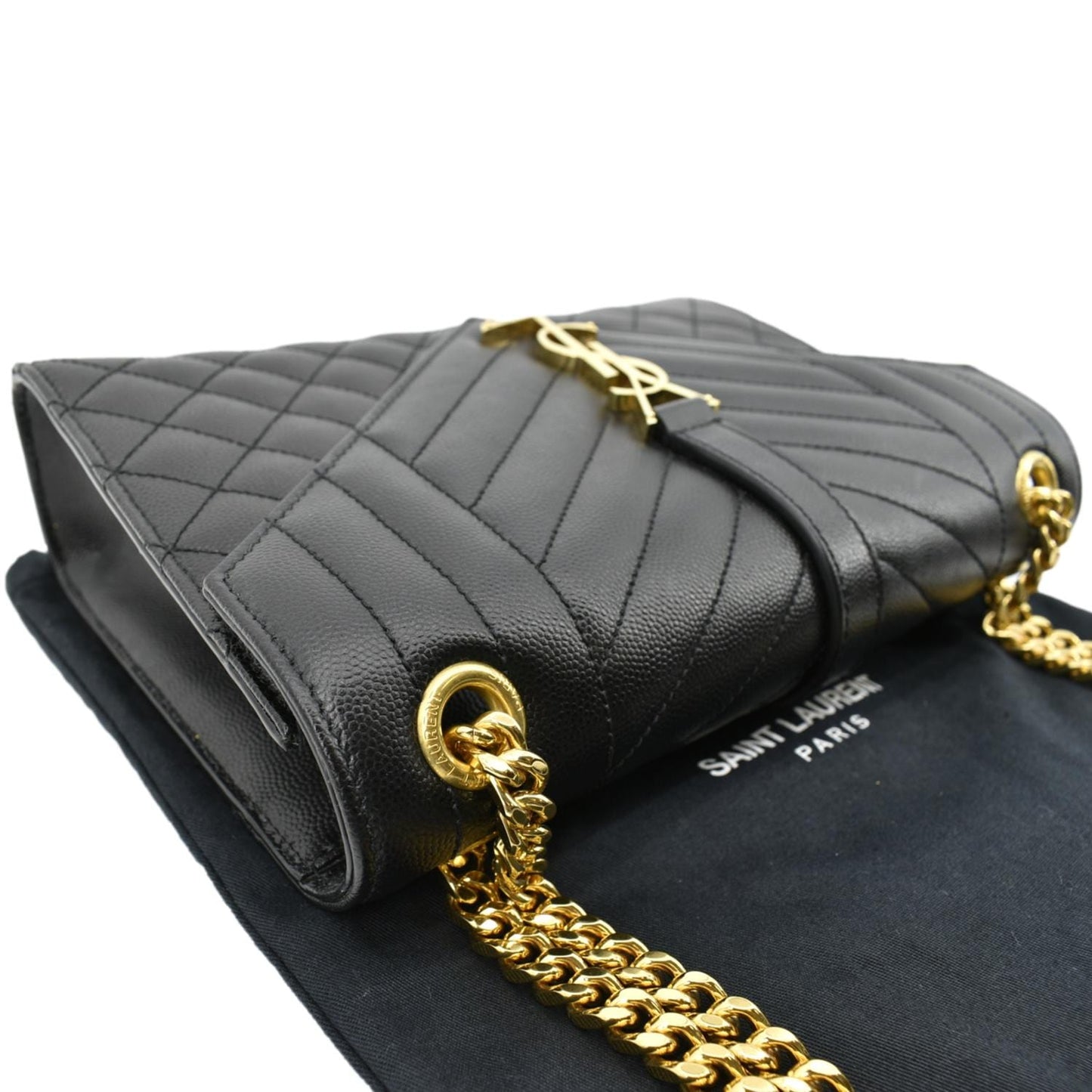 YVES SAINT LAURENT Envelope Medium Matelasse Leather Crossbody Bag Black