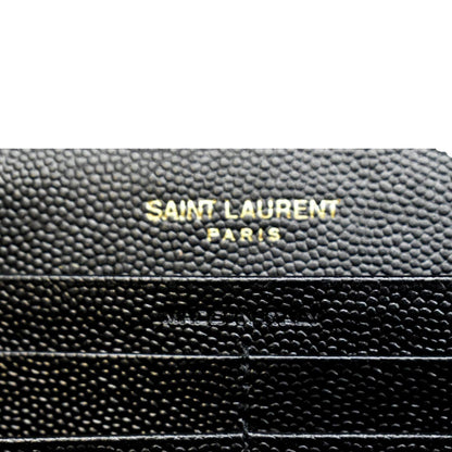 YVES SAINT LAURENT Chevron Grain De Poudre Envelope Chain Bag Black