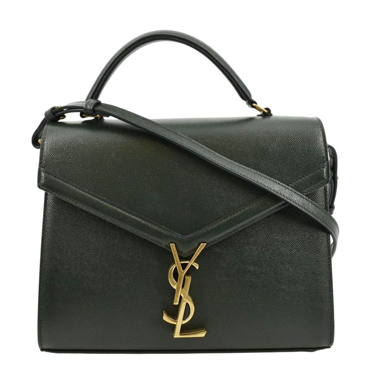 YVES SAINT LAURENT Cassandra Top Handle Leather Shoulder Bag Green