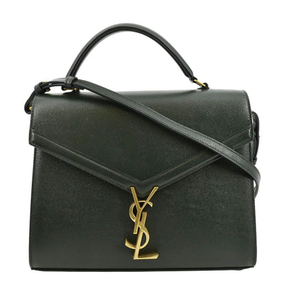 YVES SAINT LAURENT Cassandra Top Handle Leather Shoulder Bag Green
