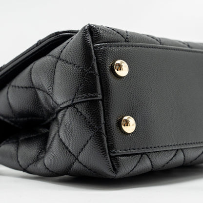 CHANEL Mini Coco Handle Caviar Black L (Microchip)