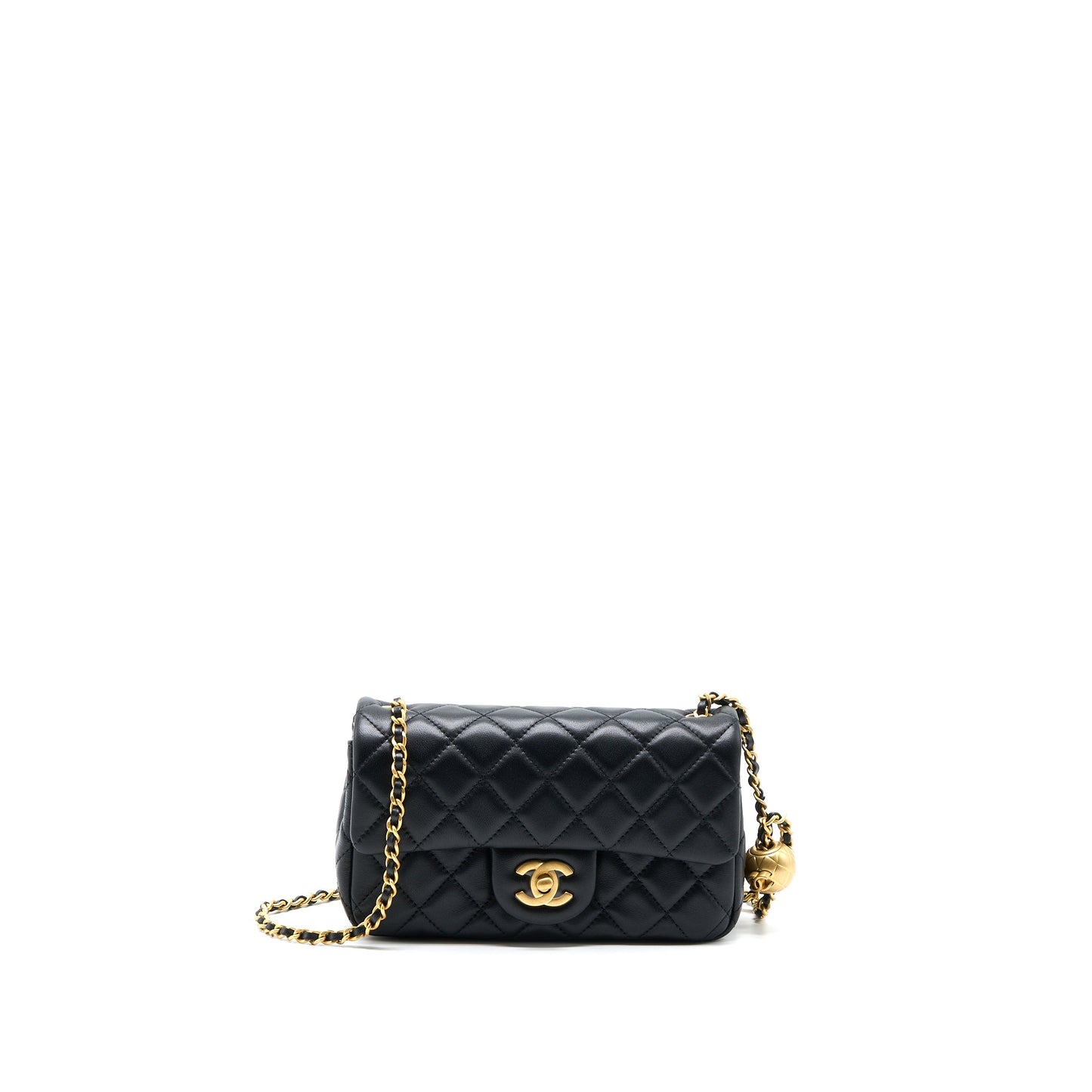 Chanel Pearl Crush Mini Rectangular Lambskin Black Brushed  (Microchip)