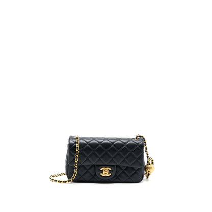 Chanel Pearl Crush Mini Rectangular Lambskin Black Brushed  (Microchip)