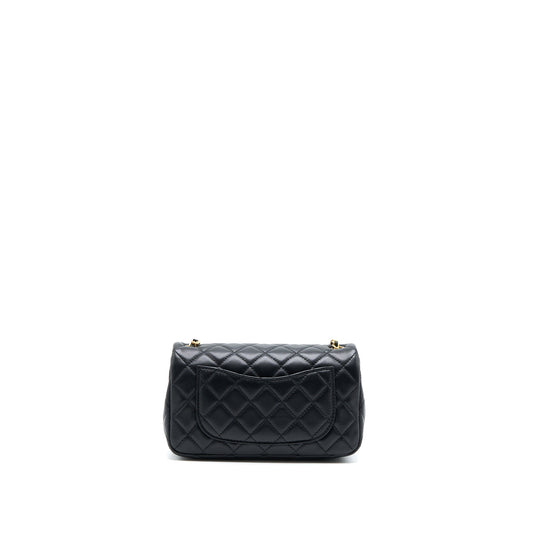 Chanel Pearl Crush Mini Rectangular Lambskin Black Brushed  (Microchip)