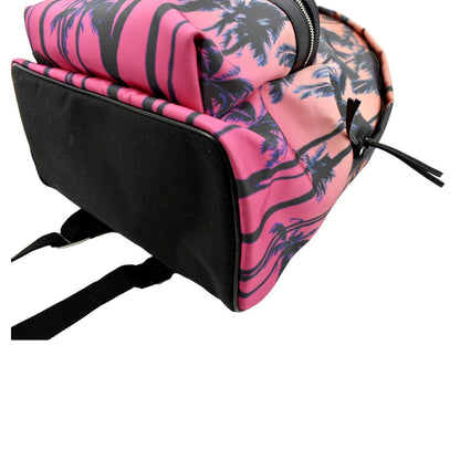 YVES SAINT LAURENT City Palm Print Canvas Backpack Bag Orange