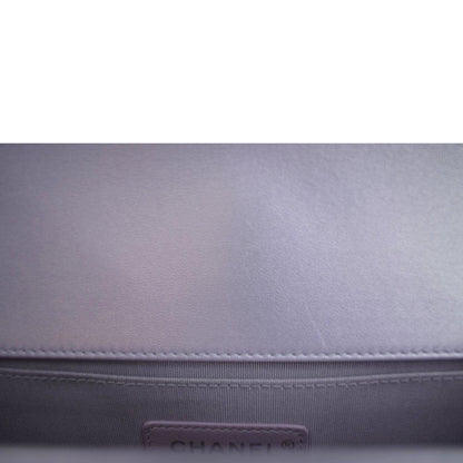 CHANEL Medium Boy Flap Metallic Chevron Shoulder Bag Light Purple