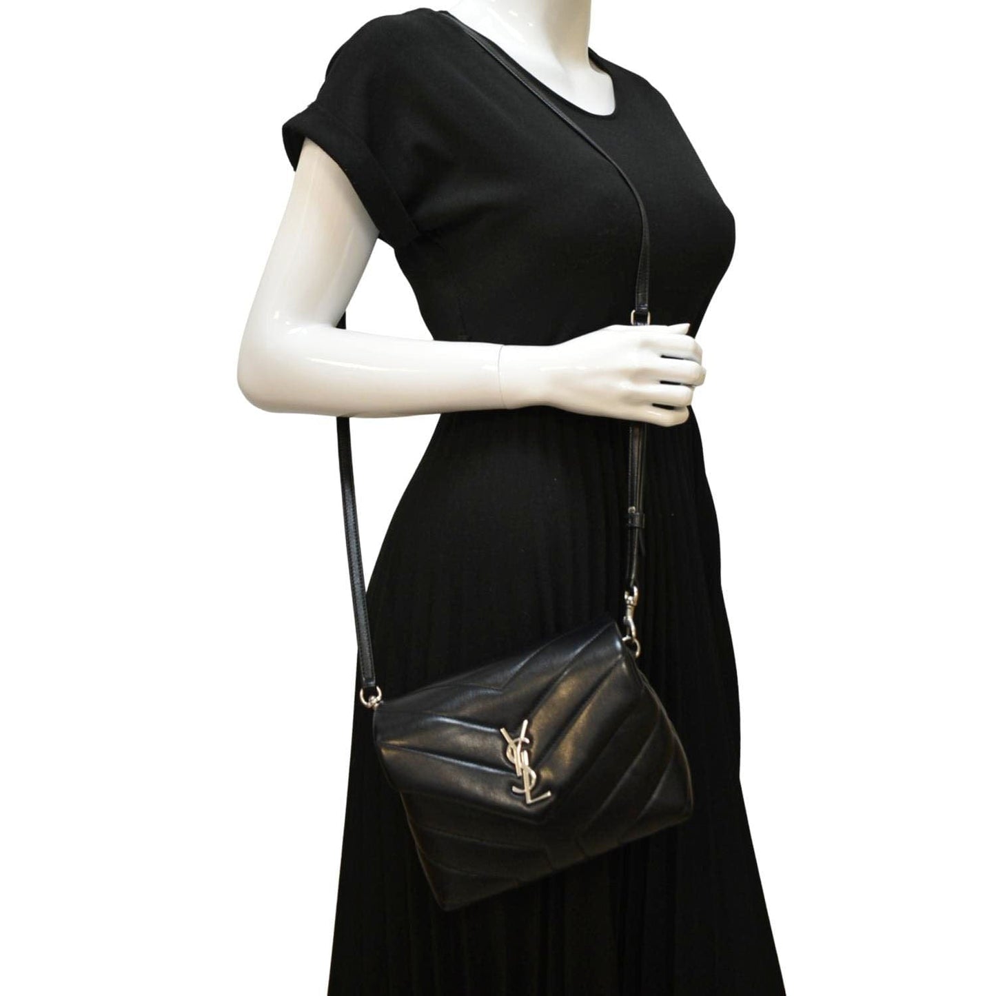 YVES SAINT LAURENT Loulou Toy Matelasse Leather Shoulder Bag Black