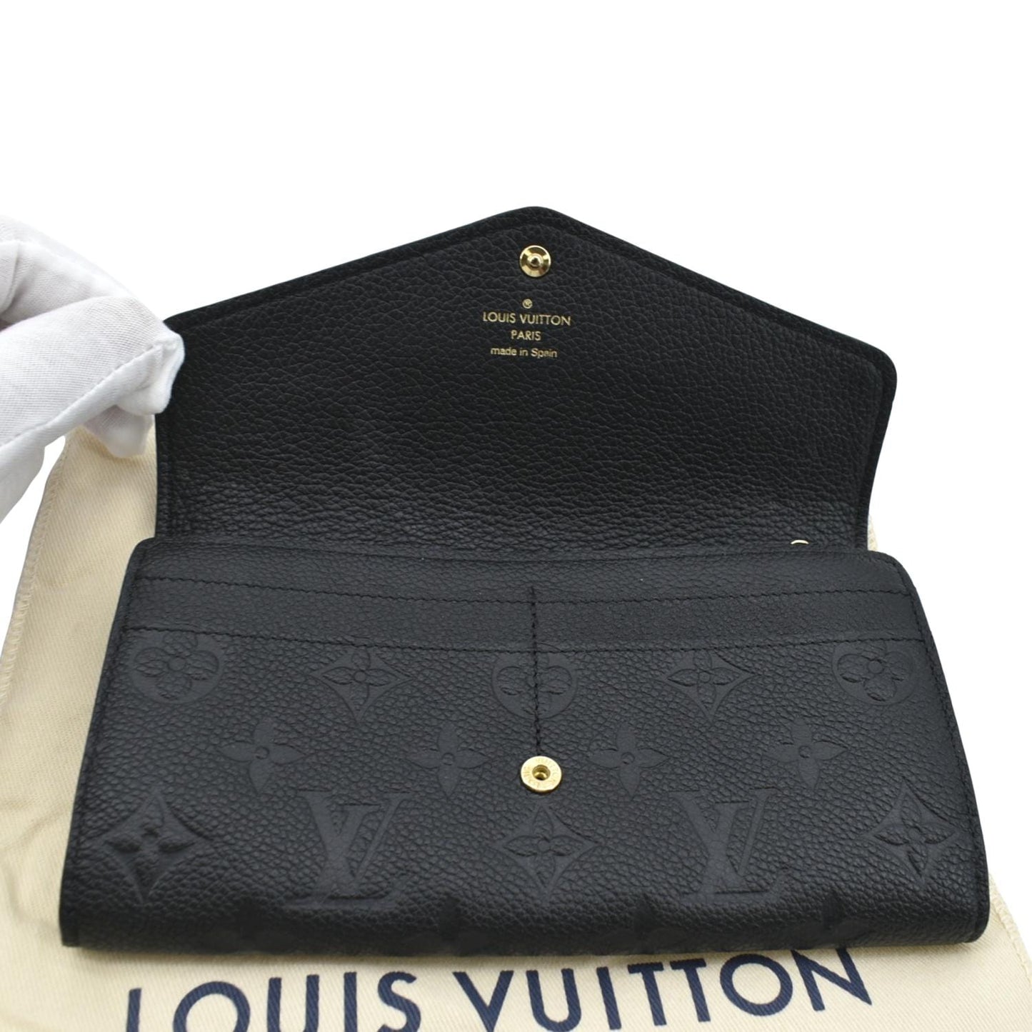 LOUIS VUITTON Sarah Monogram Empreinte Leather Wallet Black