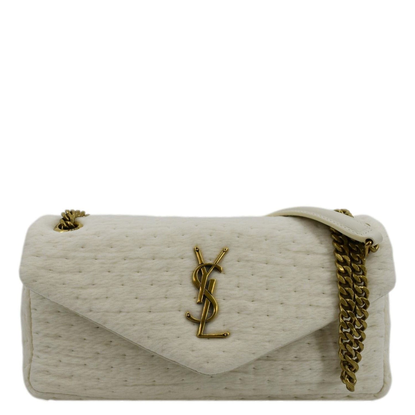 YVES SAINT LAURENT Calypso Organza Leather Crossbody Bag White