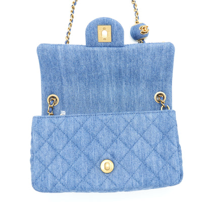 Chanel Pearl Crush Mini Rectangular Flap Bag Denim Blue