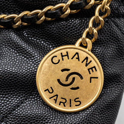 Chanel mini 22 bag caviar black  (microchip)